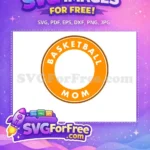Free Orange Basketball Mom Free White Text Brown Circle Coffee Free SVG - Instant Download