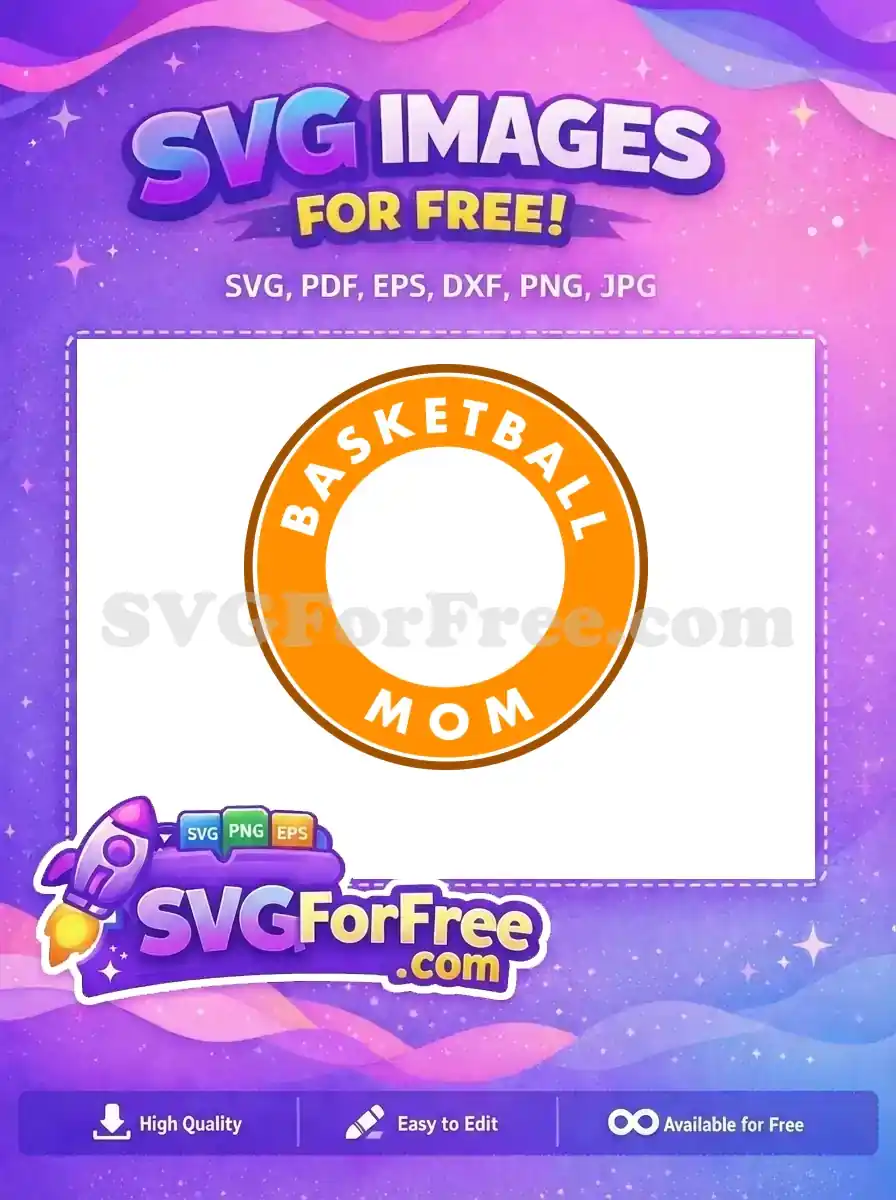 Free Orange Basketball Mom Free White Text Brown Circle Coffee Free SVG