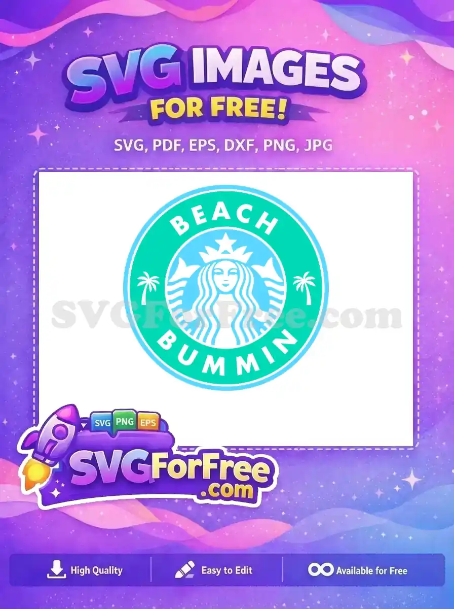 Free Smiling Siren Free Beach Palm Trees Coffee Parody Free SVG