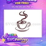 Free Steaming Coffee Cup Free Brown Outline Design Coffee Free SVG - Instant Download