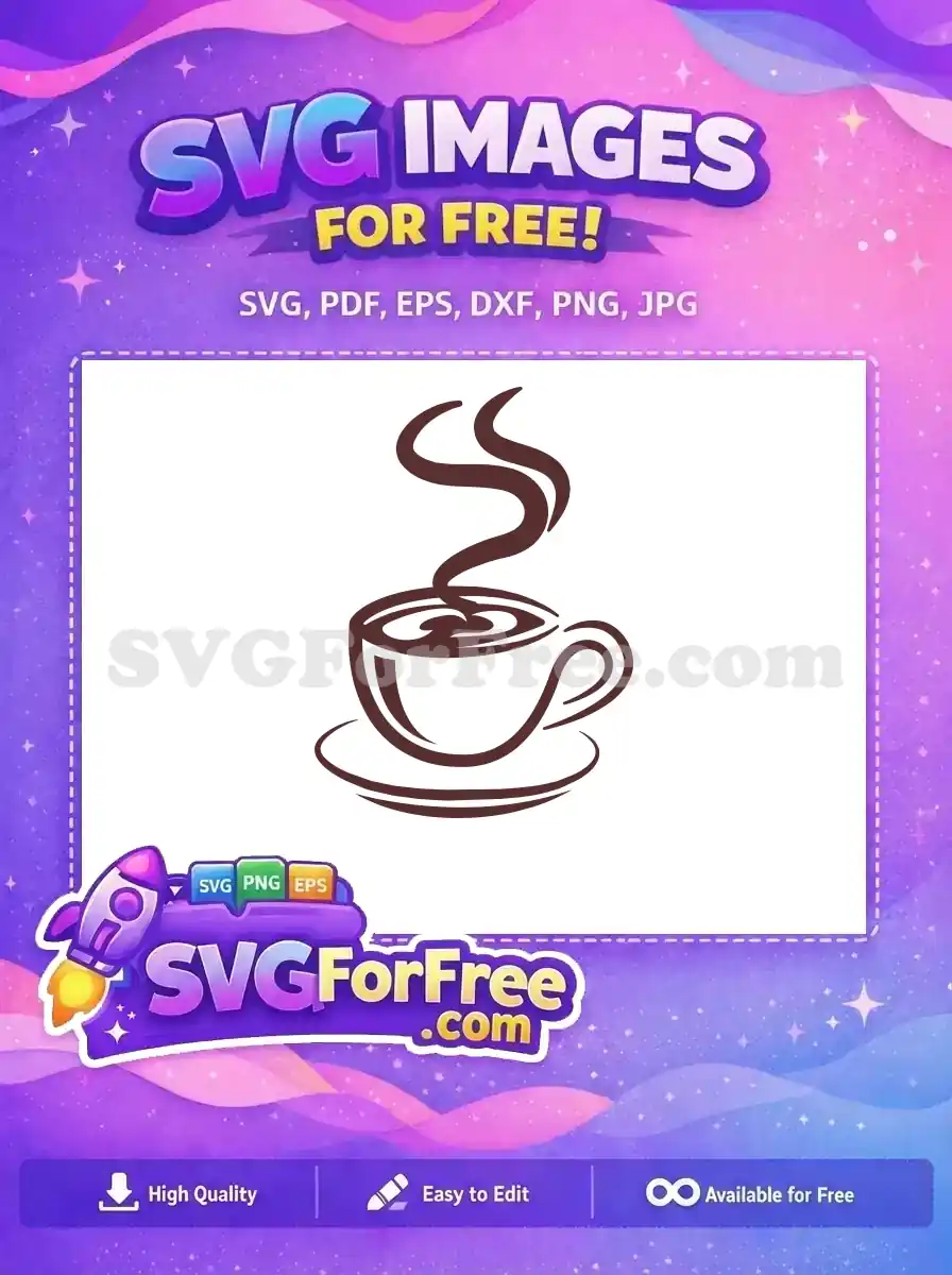 Free Steaming Coffee Cup Free Brown Outline Design Coffee Free SVG