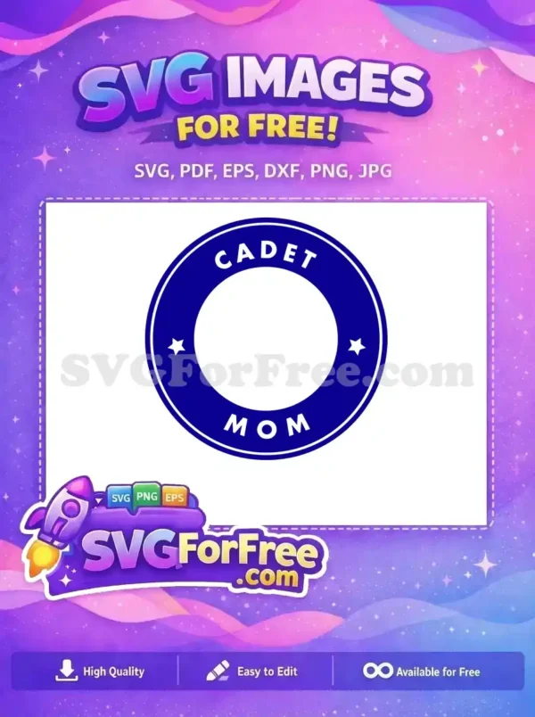 Free Navy Blue Circle Free Cadet Mom Stars Coffee Free SVG