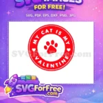 Free Red Paw Free Hearts Coffee Cat Valentine Free SVG - Instant Download