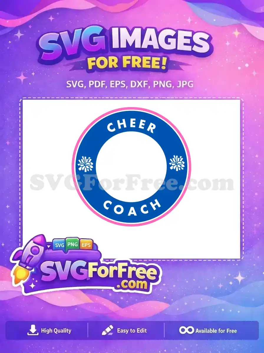 Free Blue Pink Cheer Free Pom Coach Badge Free SVG