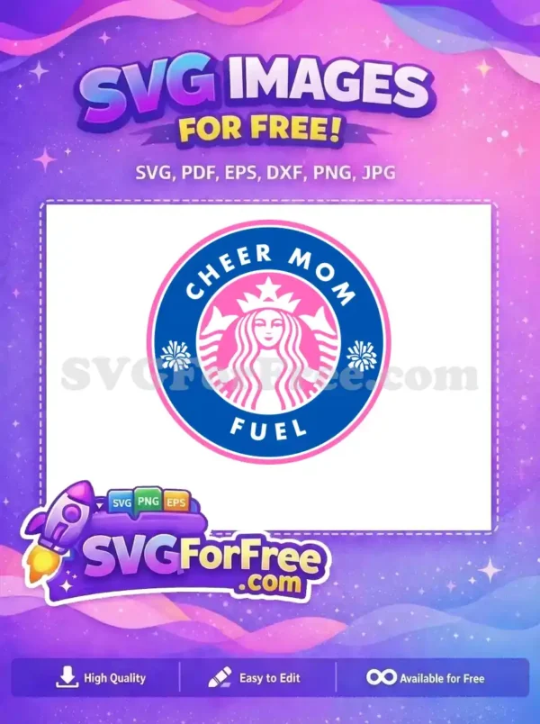 Free Pink Cheer Mom Free Blue Pom Poms Fuel Coffee Free SVG