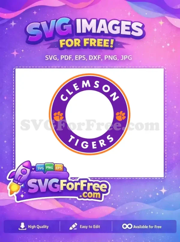 Free Vibrant Purple Circle Free Bold Tiger Paws Clemson Coffee Free SVG