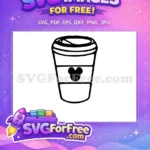 Free Black Outline Coffee Cup Free Mickey Head Icon Disney Free SVG - Instant Download