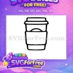 Free Black Outlined Free Coffee Cup Coffee SVG Free SVG - Instant Download