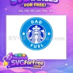 Free Blue White Dad Fuel Free Mermaid Coffee Starbucks Free SVG - Instant Download