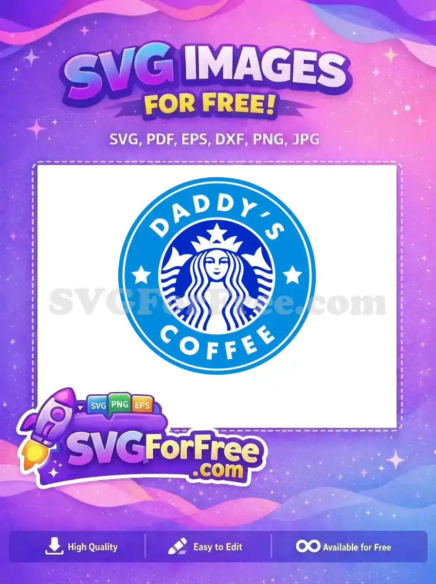 Free crowned blue siren Free wavy hair coffee Daddys Coffee Free SVG