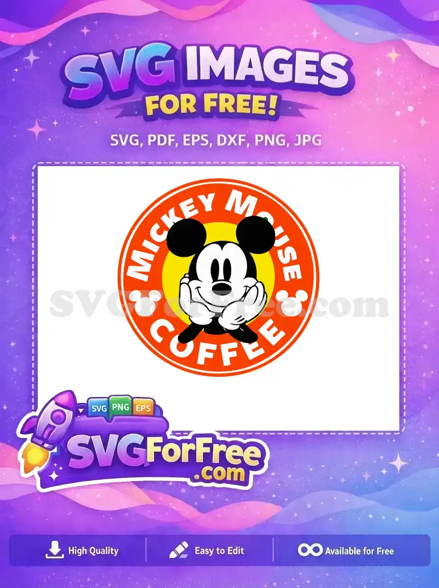 Free Happy Mickey Mouse Free Orange Coffee Logo Free SVG