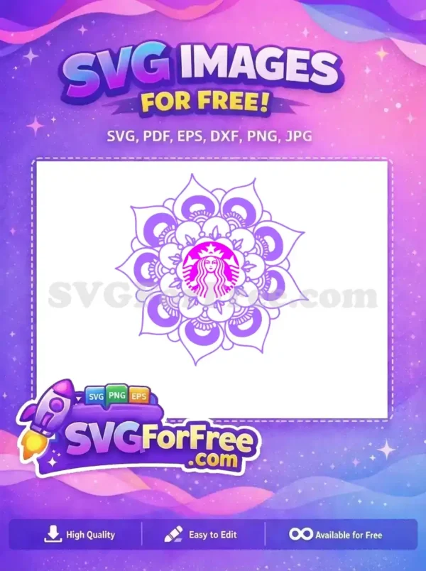 Free Pink Starbucks Siren Free Purple Mandala Pattern Coffee Free SVG