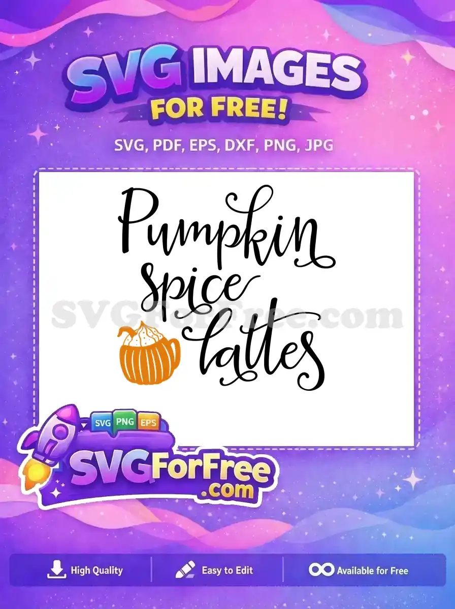 Free orange pumpkin latte Free calligraphy text Coffee Silhouette Free SVG