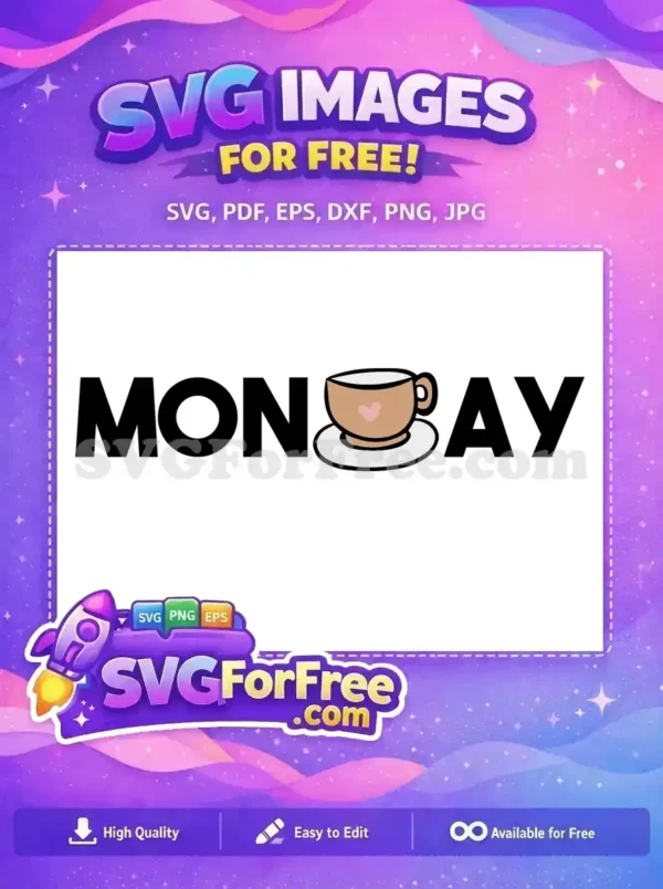 Free Pink Heart Free Monday Coffee Quote Free SVG