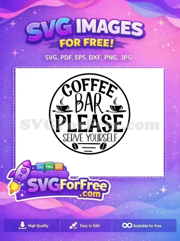 Free Coffee Bar Free Steaming Cups Beans Coffee Quotes Silhouette Free SVG