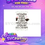 Free Coffee Ice Cream Quote Free Pink Hearts Green Swirls Coffee Free SVG - Instant Download