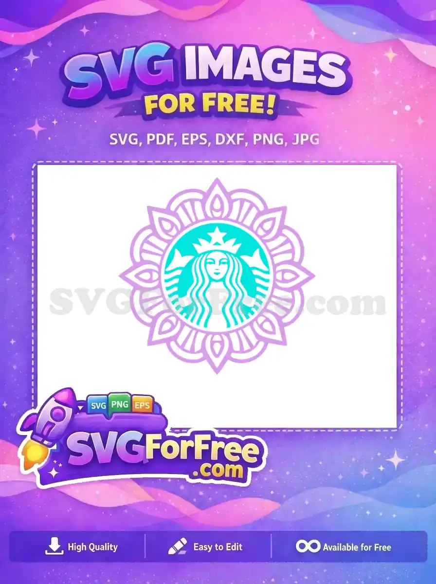 Free Turquoise Siren Serene Expression Free Lavender Mandala Starbucks Coffee Free SVG