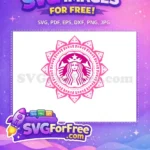 Free Pink Starbucks Siren Free Mandala Pattern Coffee Free SVG - Instant Download