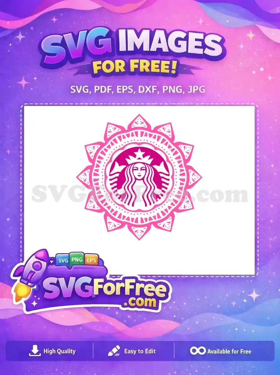 Free Pink Starbucks Siren Free Mandala Pattern Coffee Free SVG