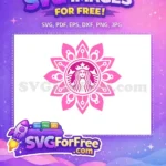Free Pink Floral Mandala Free Crowned Siren Logo Coffee Free SVG - Instant Download