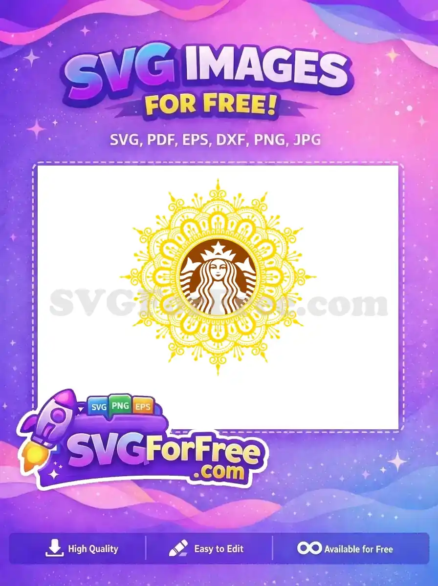 Free Smiling Siren Crown Free Golden Mandala Swirls Coffee Free SVG