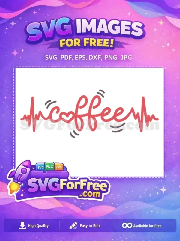 Free Red Heartbeat Line Free Love Coffee Life Free SVG