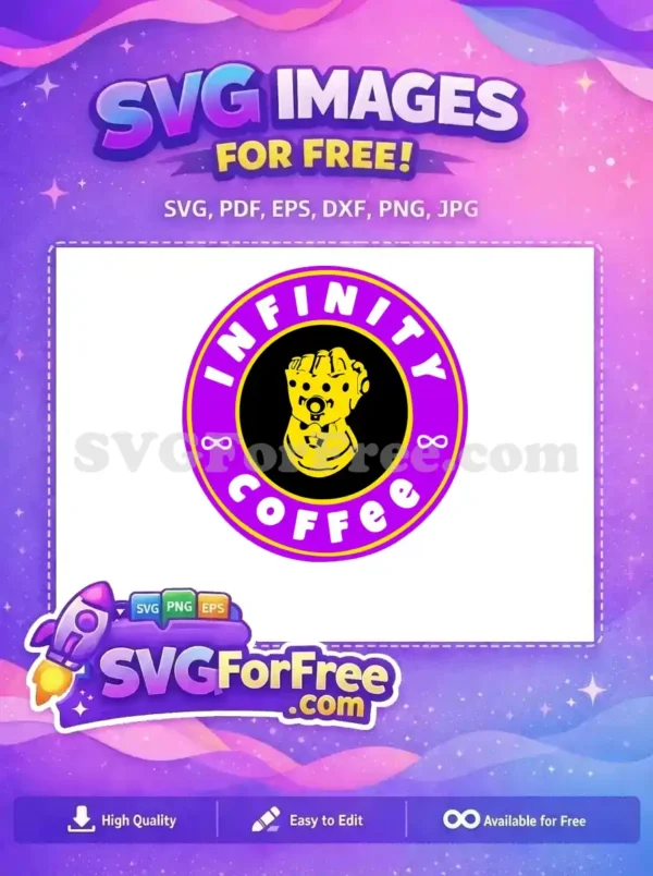 Free Yellow Gauntlet Free Infinity Coffee Logo Thanos Marvel Free SVG