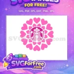 Free Pink Hearts Mandala Free Starbucks Siren Logo Coffee Theme Free SVG - Instant Download