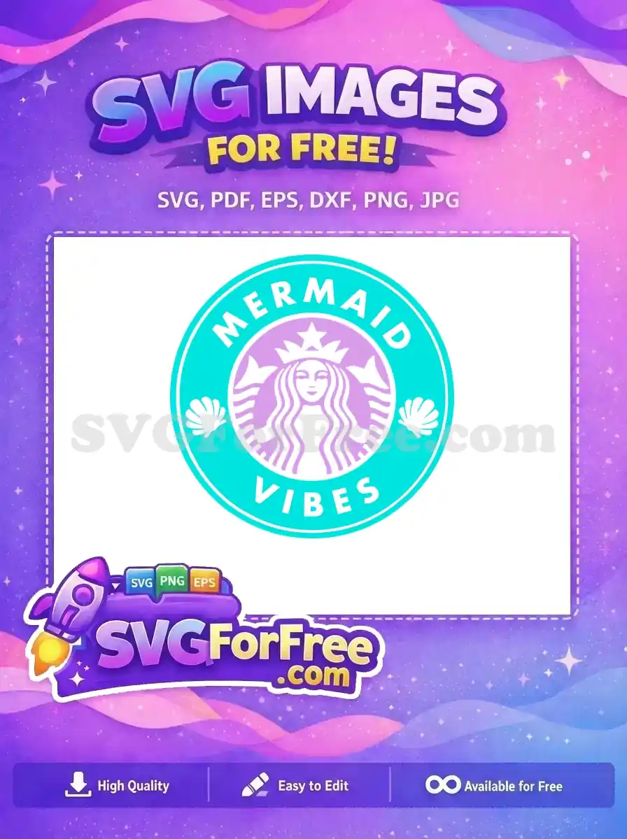 Free Crowned Mermaid Free Teal Lavender Seashell Coffee Free SVG