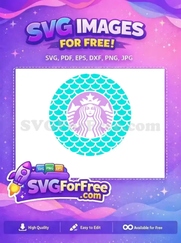 Free Smiling Lavender Siren Free Teal Mermaid Scales Starbucks Coffee Free SVG