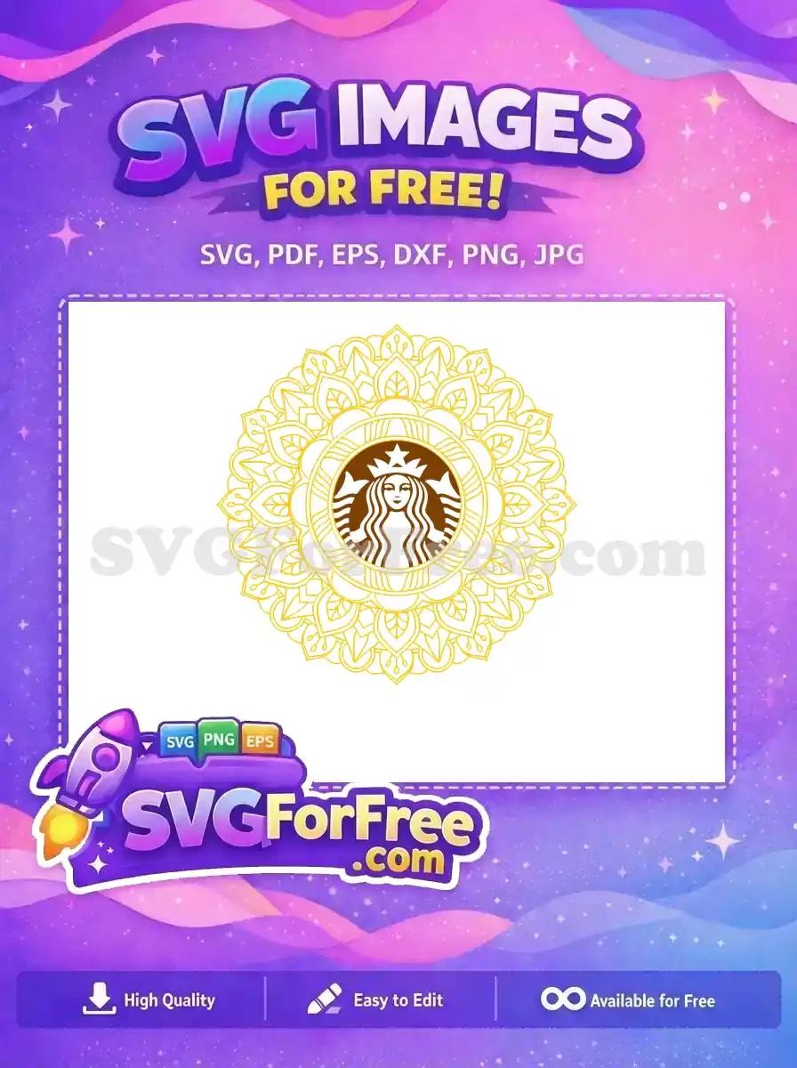 Free Serene Starbucks Siren Free Golden Mandala Coffee Free SVG