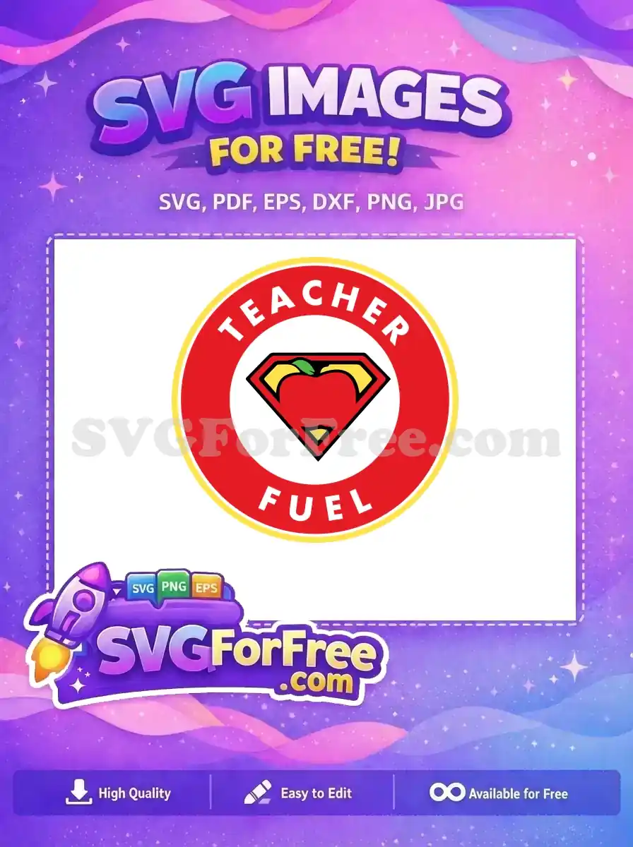 Free Red Apple Superhero Logo Free Teacher Fuel Coffee Free SVG