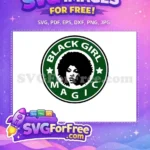 Free Powerful Afro Hairstyle Free Green White Coffee Logo Black Girl Magic Free SVG - Instant Download