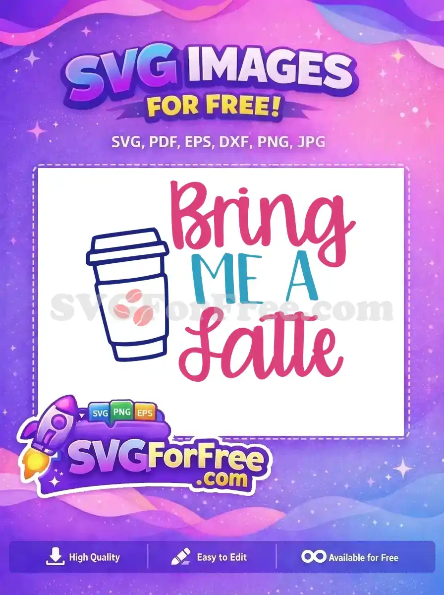 Free Pink Coffee Cup Free Blue Latte Text Coffee Design Free SVG