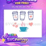 Free Pink Coffee Beans Free Steaming Blue Coffee Cup Heart Free SVG - Instant Download