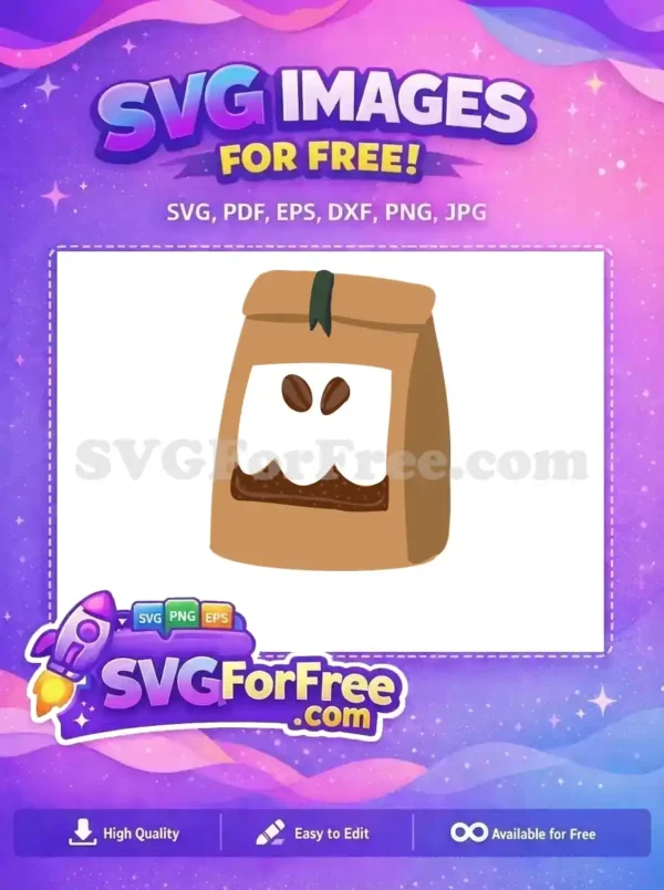Free Brown Coffee Bag Free Roasted Beans Coffee Shop Decoration Free SVG