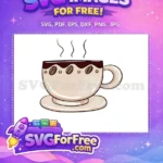 Free Steaming Coffee Free Decorated Beige Cup Coffee Shop Free SVG - Instant Download