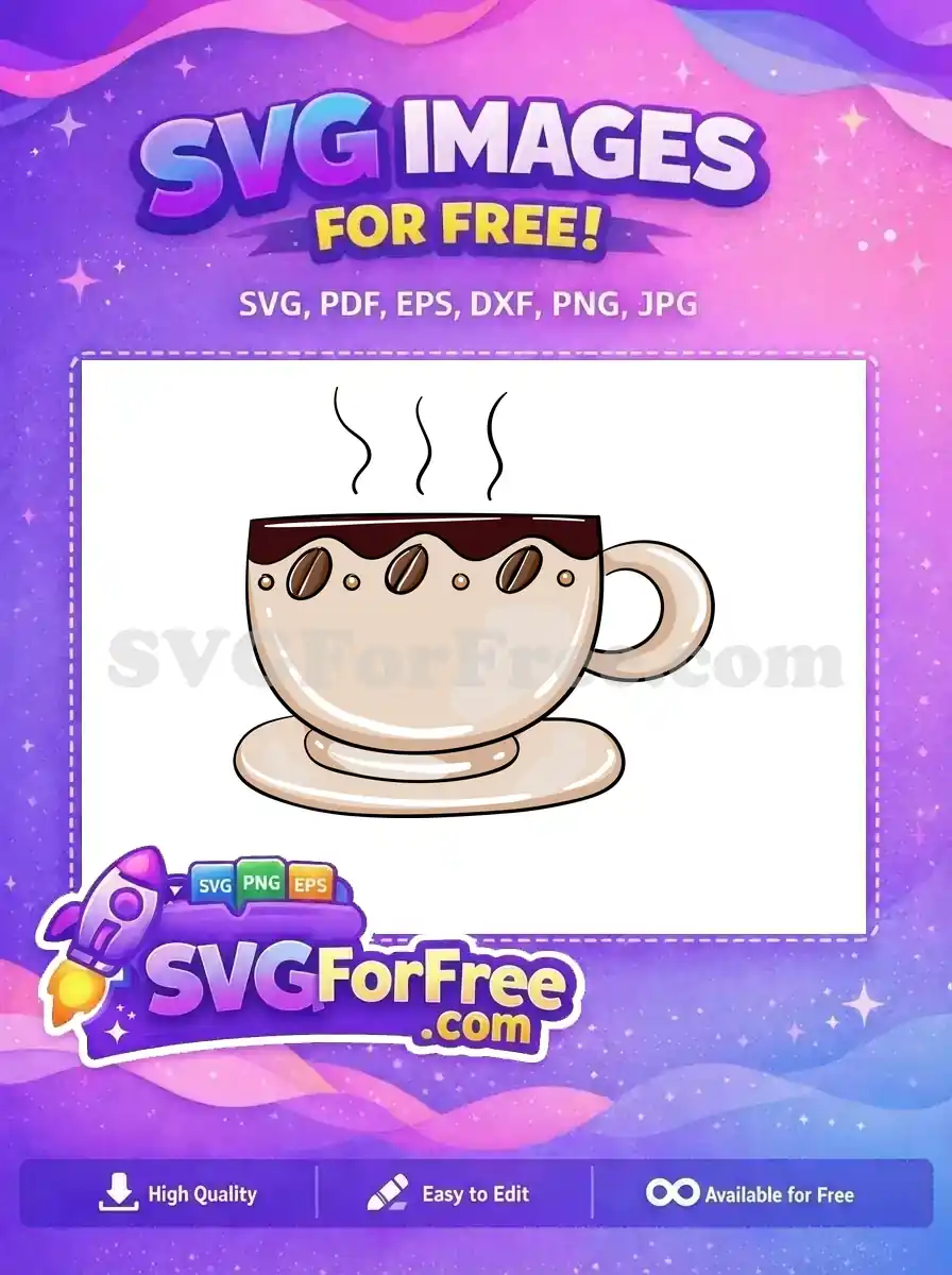 Free Steaming Coffee Free Decorated Beige Cup Coffee Shop Free SVG