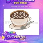 Free Latte Heart Free Beige Coffee Cup Coffee Shop Decoration Free SVG - Instant Download