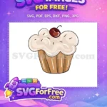Free Frosted Cupcake Free Cherry Topped Coffee Shop Decoration Free SVG - Instant Download