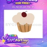 Free Cute Cupcake Free Red Cherry Topping Coffee Shop Decoration Free SVG - Instant Download