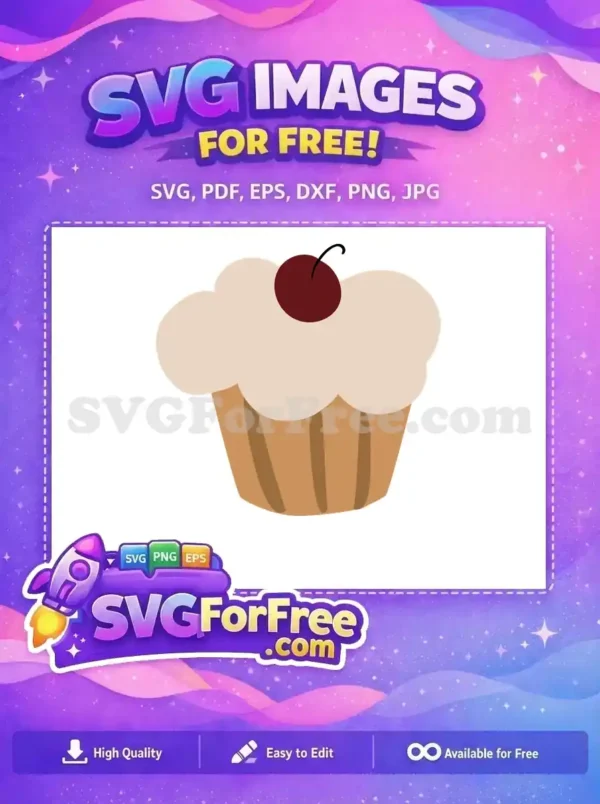 Free Cute Cupcake Free Red Cherry Topping Coffee Shop Decoration Free SVG