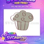 Free Grey Cupcake Outline Free Red Accent Sprinkles Coffee Shop Decor Free SVG - Instant Download