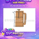 Free Brown French Press Free Coffee Maker Decoration Coffee Shop Free SVG - Instant Download