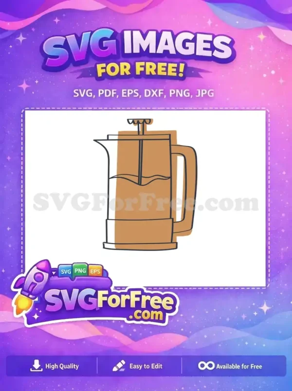 Free Brown French Press Free Coffee Maker Decoration Coffee Shop Free SVG