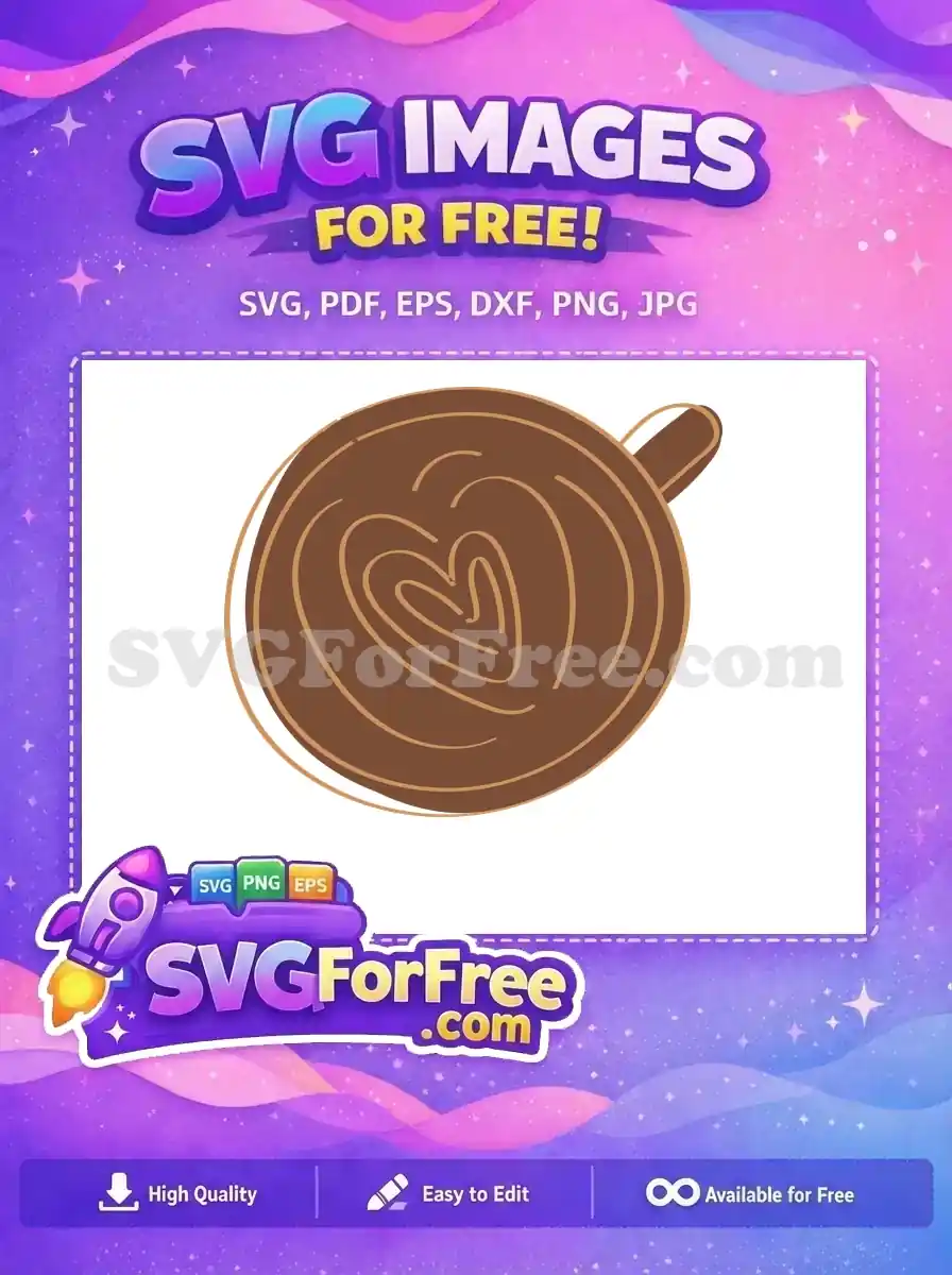 Free Heart Latte Art Free Brown Coffee Shop Decoration Free SVG