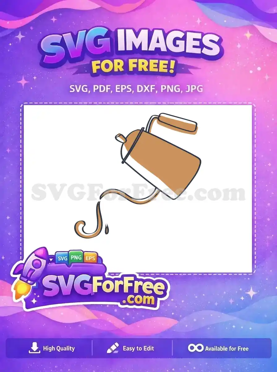 Free Brown Kettle Free Pouring Liquid Coffee Shop Decoration Free SVG