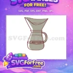 Free Grey Pour-Over Free Red Line Art Coffee Shop Decoration Free SVG - Instant Download