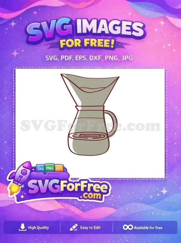 Free Grey Pour-Over Free Red Line Art Coffee Shop Decoration Free SVG