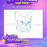 Free Colorful French Bulldog Outline Free Minimalist Doodle Animal Art Free SVG - Instant Download